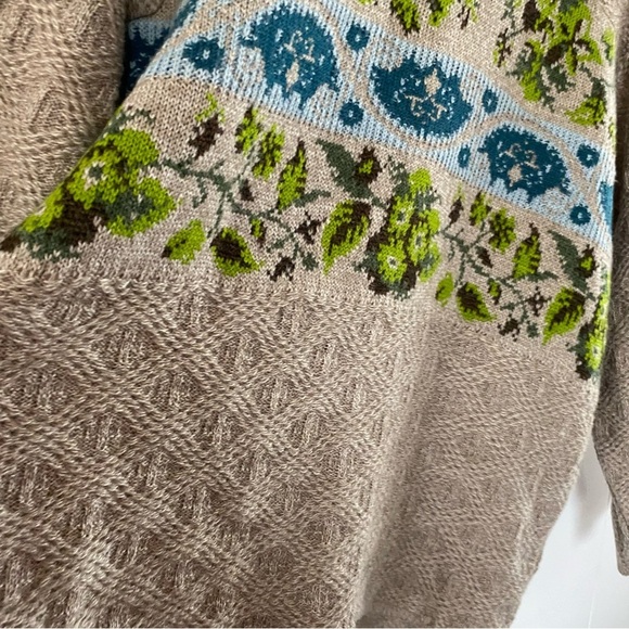 Oilily Italy Vintage Wool Alpaca Blend Sweater Turtleneck Floral Leaves Art Rare - Picture 11 of 12